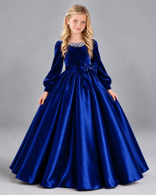 Royal Blue Ball Gown Girls Formal Dress Front