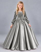 Silver Ball Gown Girls Formal Dress Front