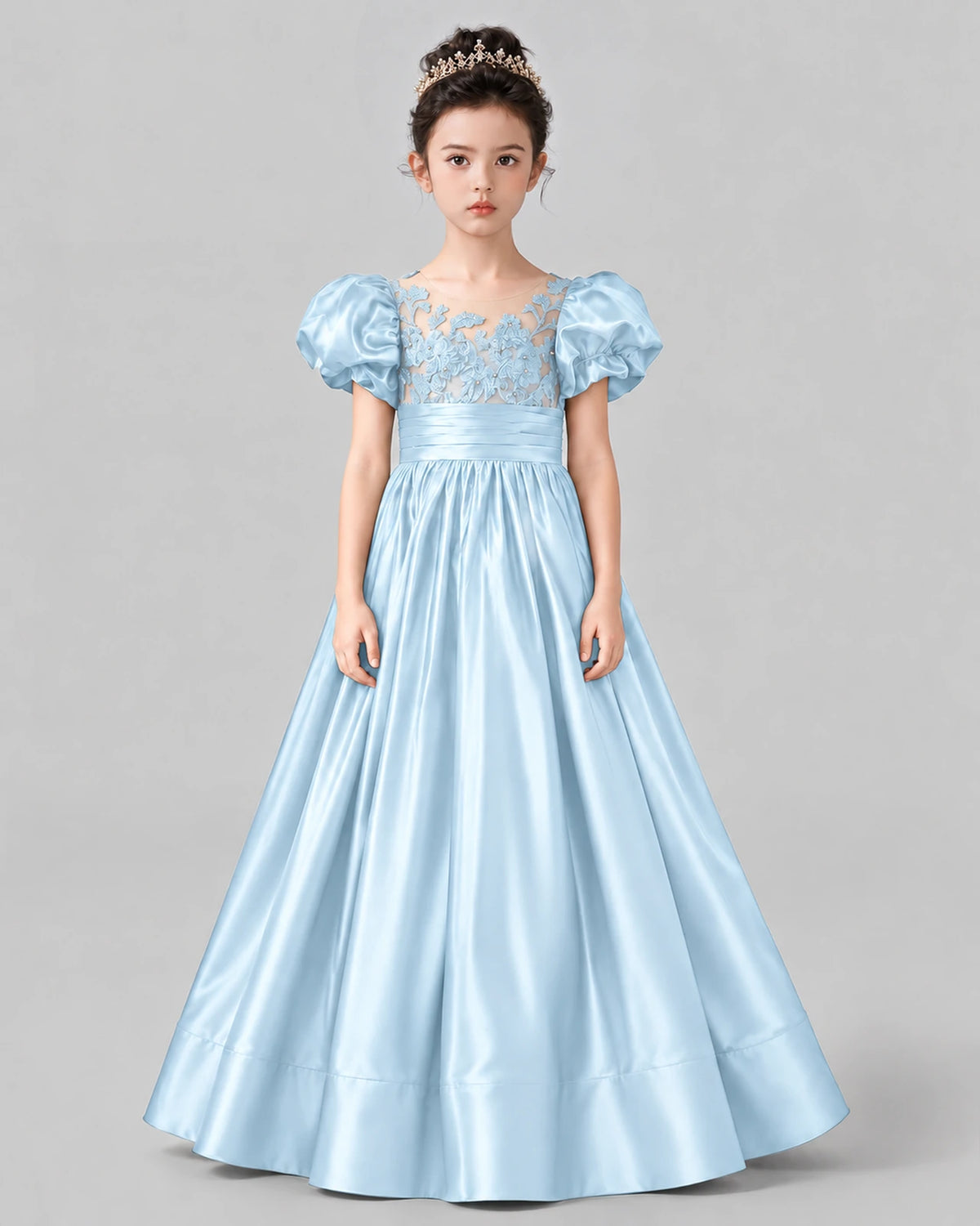 Baby Blue Ball Gown Girls Formal Dress Front