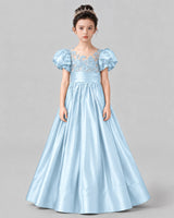Baby Blue Ball Gown Girls Formal Dress Front