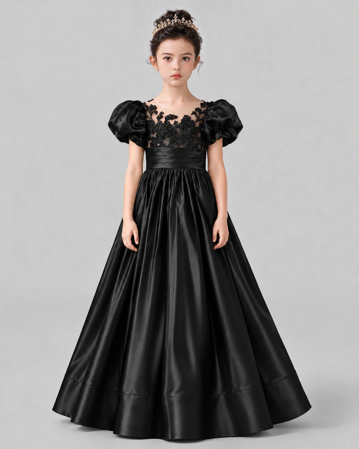 Black Ball Gown Girls Formal Dress Front
