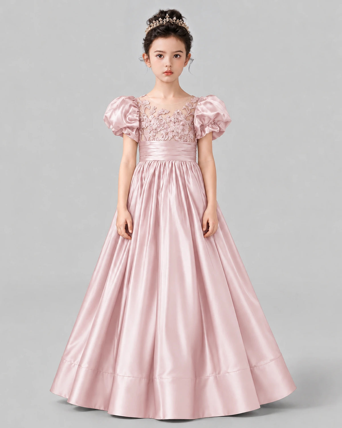 Blush Pink Ball Gown Girls Formal Dress Front