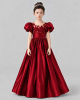 Burgundy Ball Gown Girls Formal Dress Front