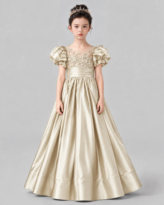Champagne Ball Gown Girls Formal Dress Front