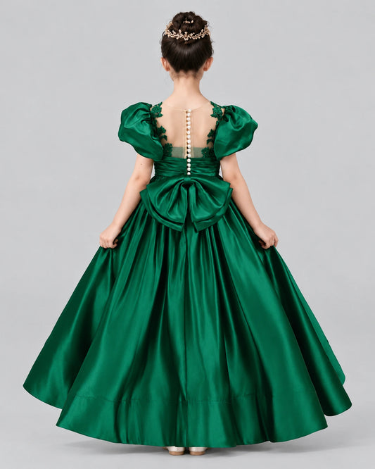 Dark Green Ball Gown Girls Formal Dress Back [Shared]