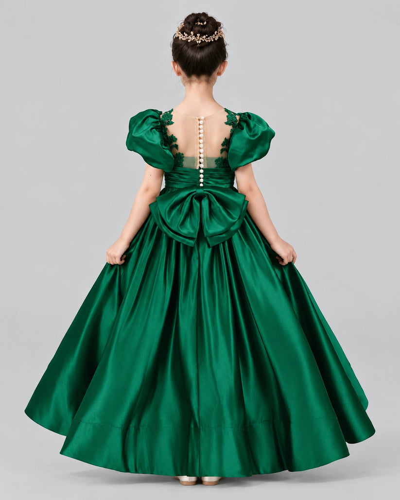 Dark Green Ball Gown Girls Formal Dress Back [Shared]