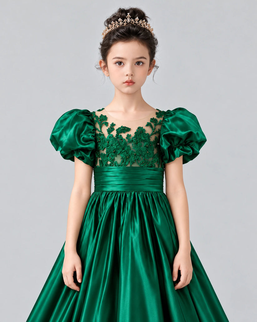 Dark Green Ball Gown Girls Formal Dress Detail [Shared]