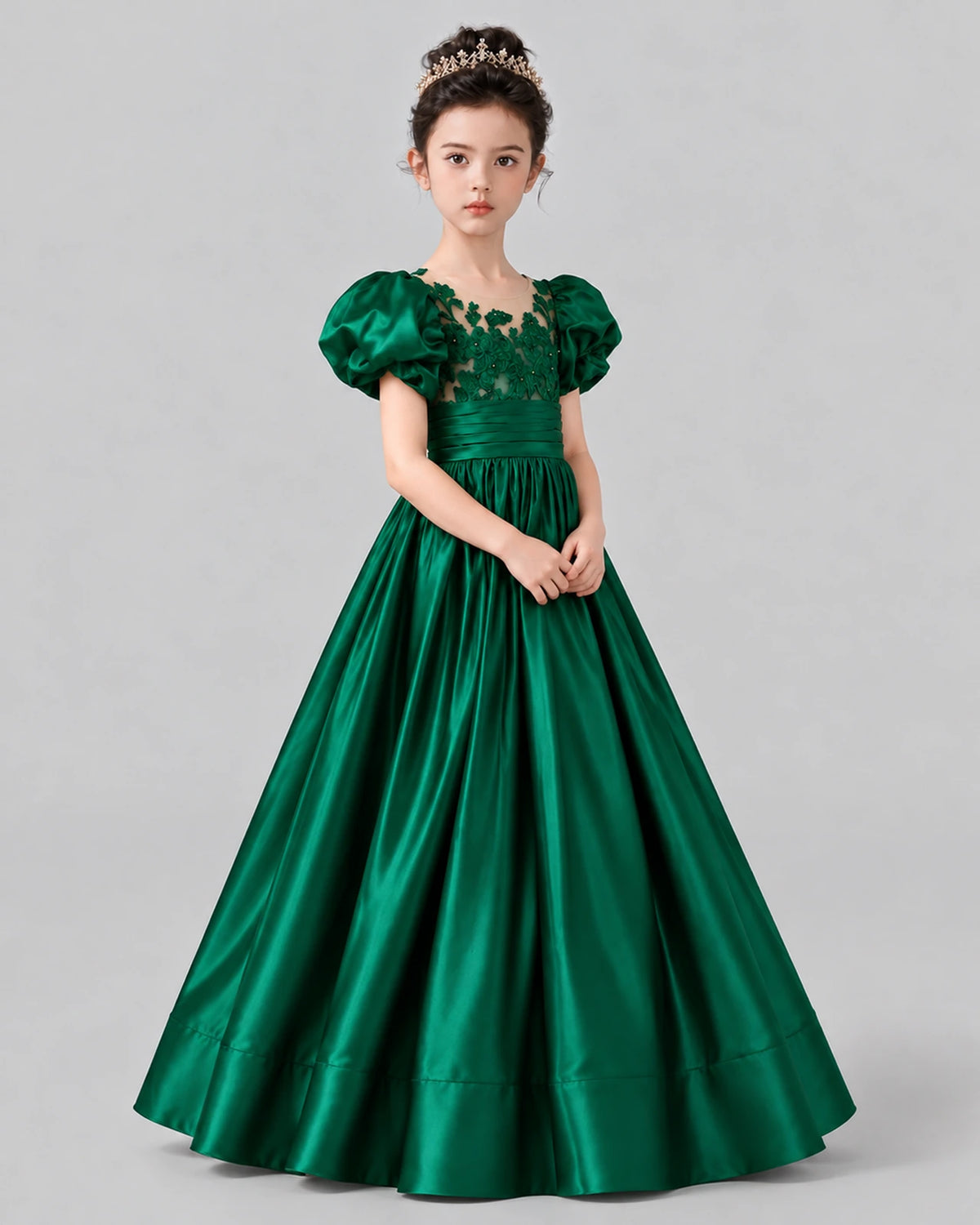 Dark Green Ball Gown Girls Formal Dress Side [Shared]