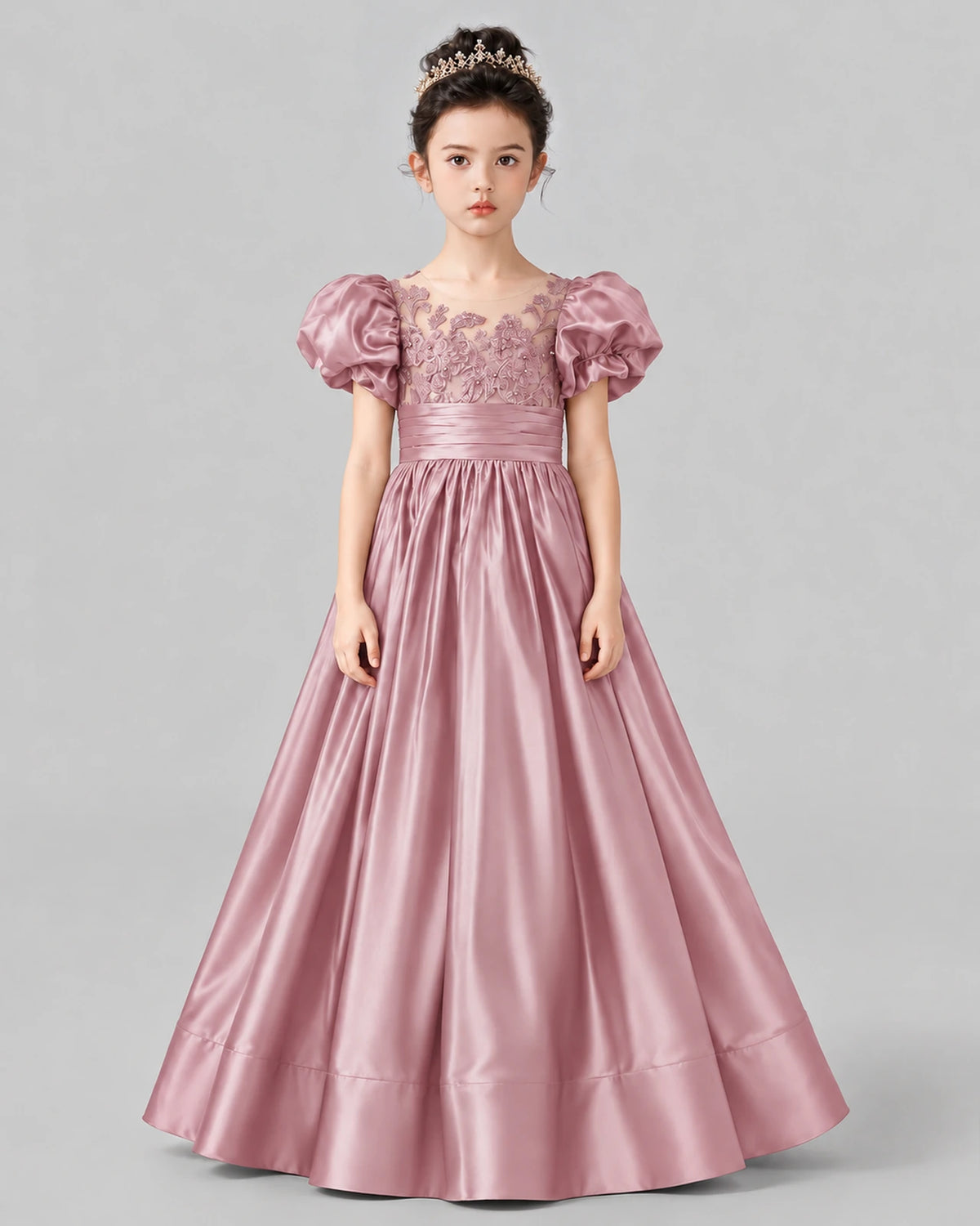 Dusty Rose Ball Gown Girls Formal Dress Front