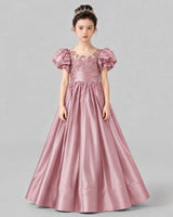 Dusty Rose Ball Gown Girls Formal Dress Front