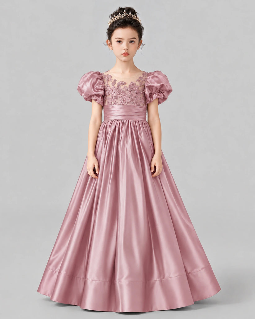 Dusty Rose Ball Gown Girls Formal Dress Front