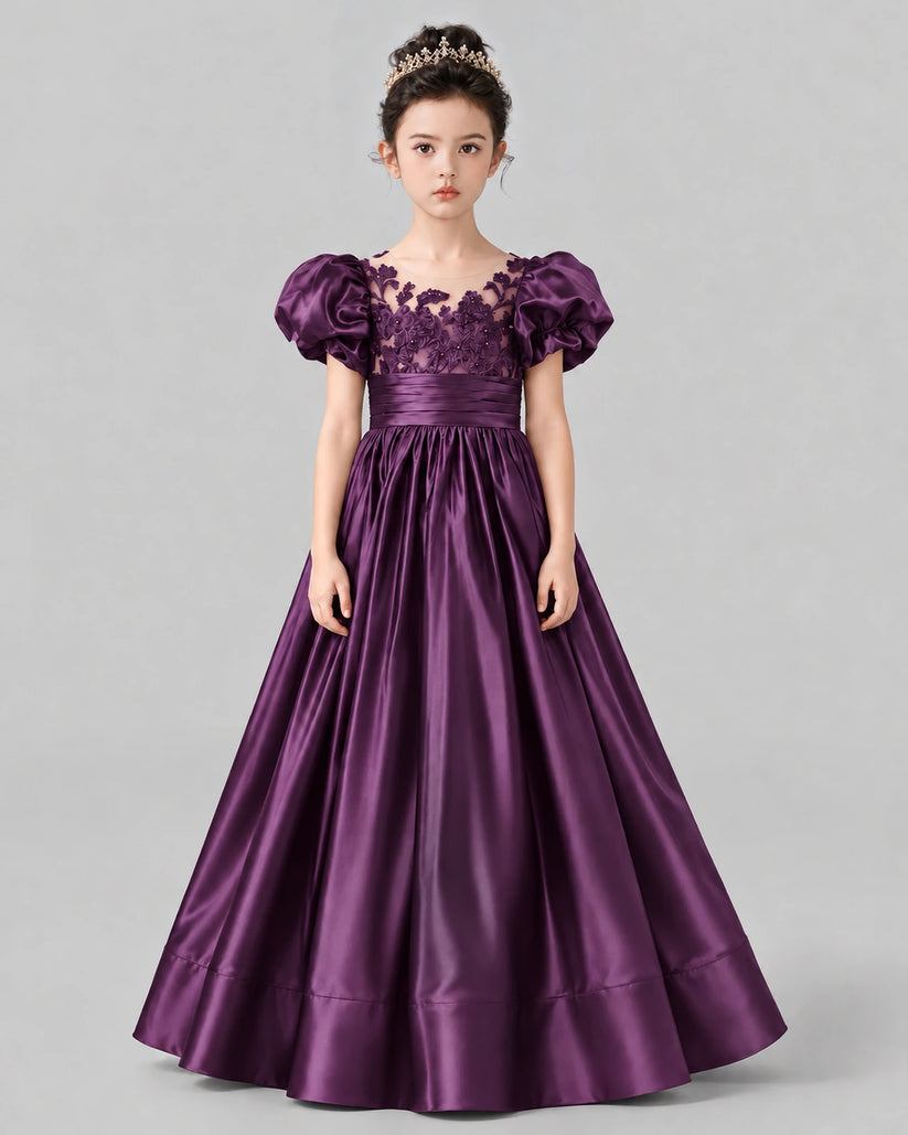 Grape Ball Gown Girls Formal Dress Front