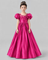 Hot Pink Ball Gown Girls Formal Dress Front
