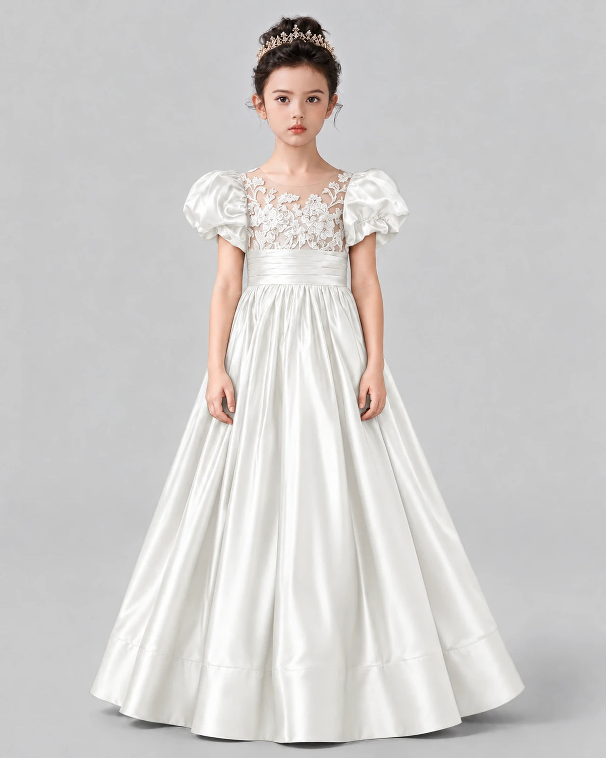 Ivory Ball Gown Girls Formal Dress Front
