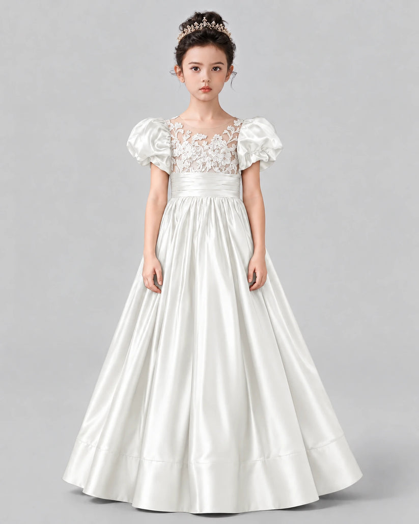 Ivory Ball Gown Girls Formal Dress Front