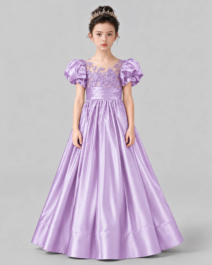 Lilac Ball Gown Girls Formal Dress Front