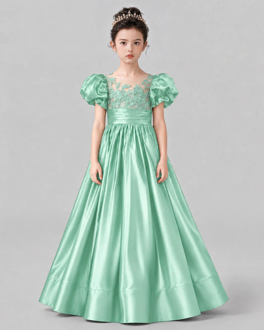 Mint Green Ball Gown Girls Formal Dress Front