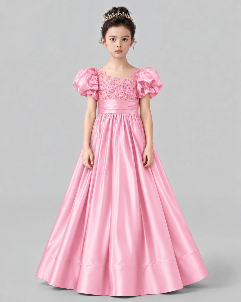 Pink Ball Gown Girls Formal Dress Front