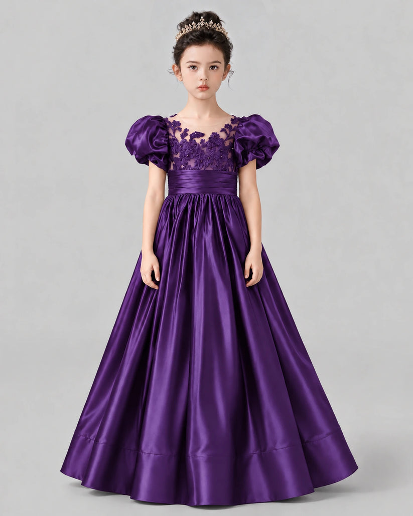 Purple Ball Gown Girls Formal Dress Front
