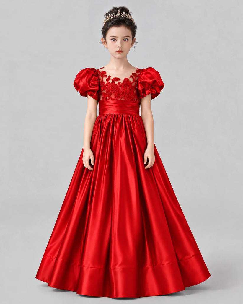 Red Ball Gown Girls Formal Dress Front