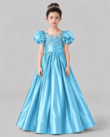 Sky Blue Ball Gown Girls Formal Dress Front