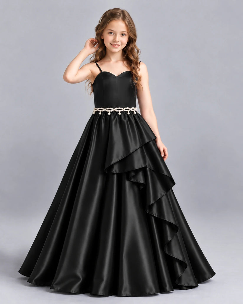 Black Ball Gown Girls Formal Dress Front