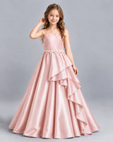 Blush Pink Ball Gown Girls Formal Dress Front