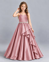 Dusty Rose Ball Gown Girls Formal Dress Front