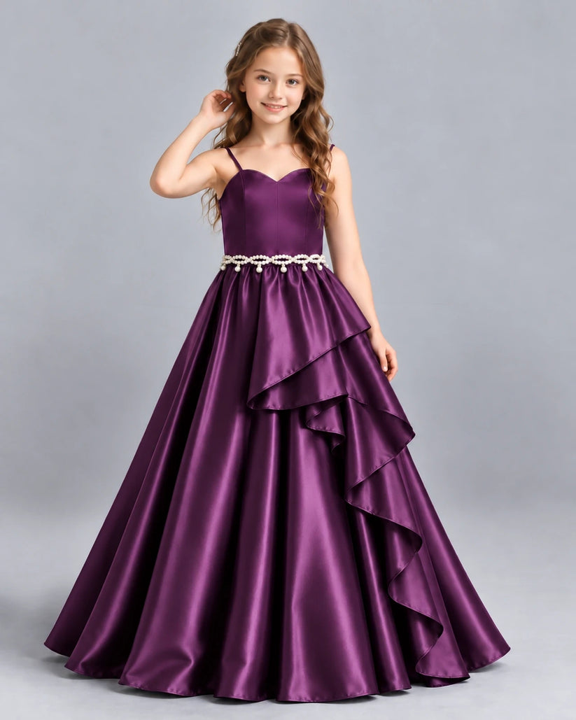 Grape Ball Gown Girls Formal Dress Front