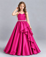 Hot Pink Ball Gown Girls Formal Dress Front