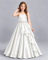 Ivory Ball Gown Girls Formal Dress Front