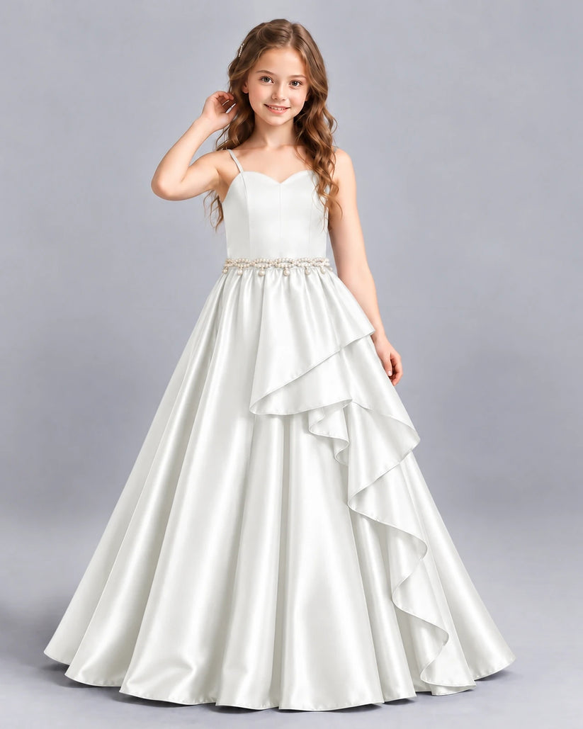 Ivory Ball Gown Girls Formal Dress Front