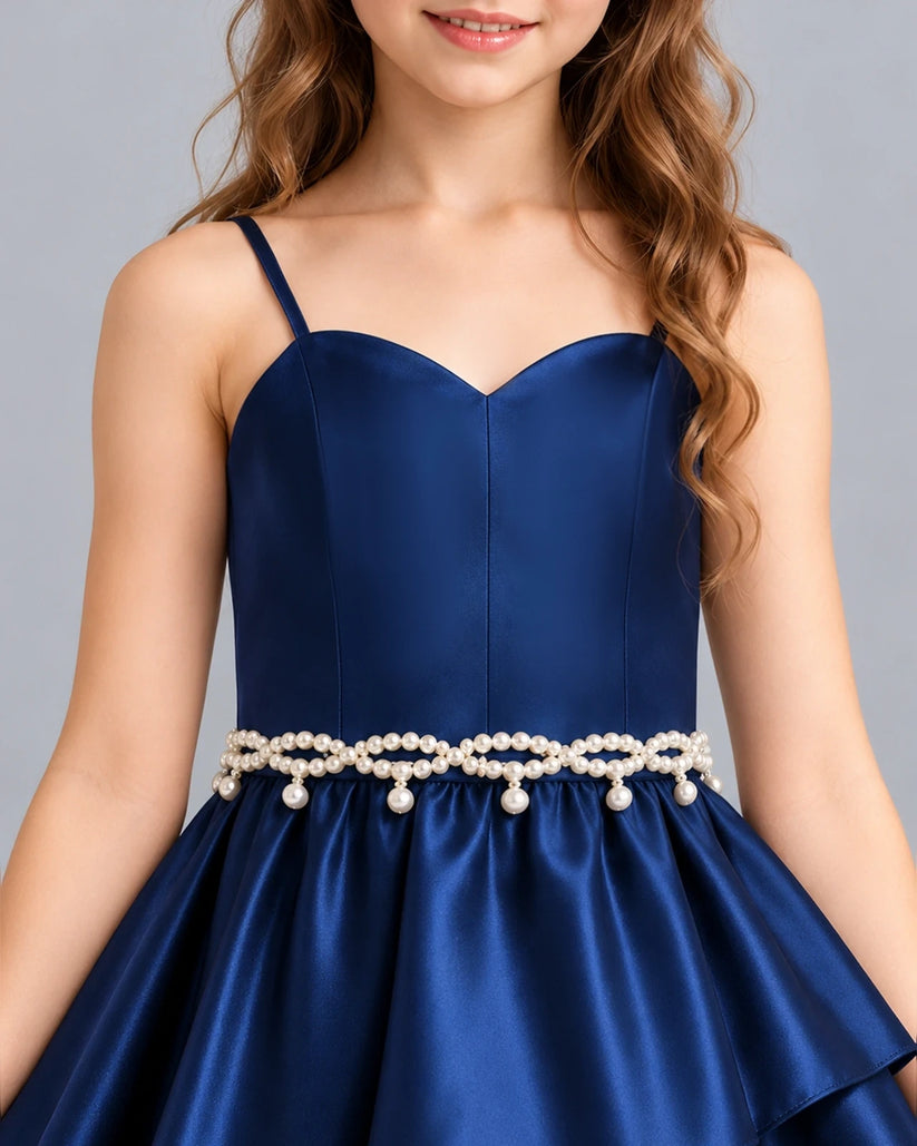 Navy Blue Ball Gown Girls Formal Dress Detail [Shared]