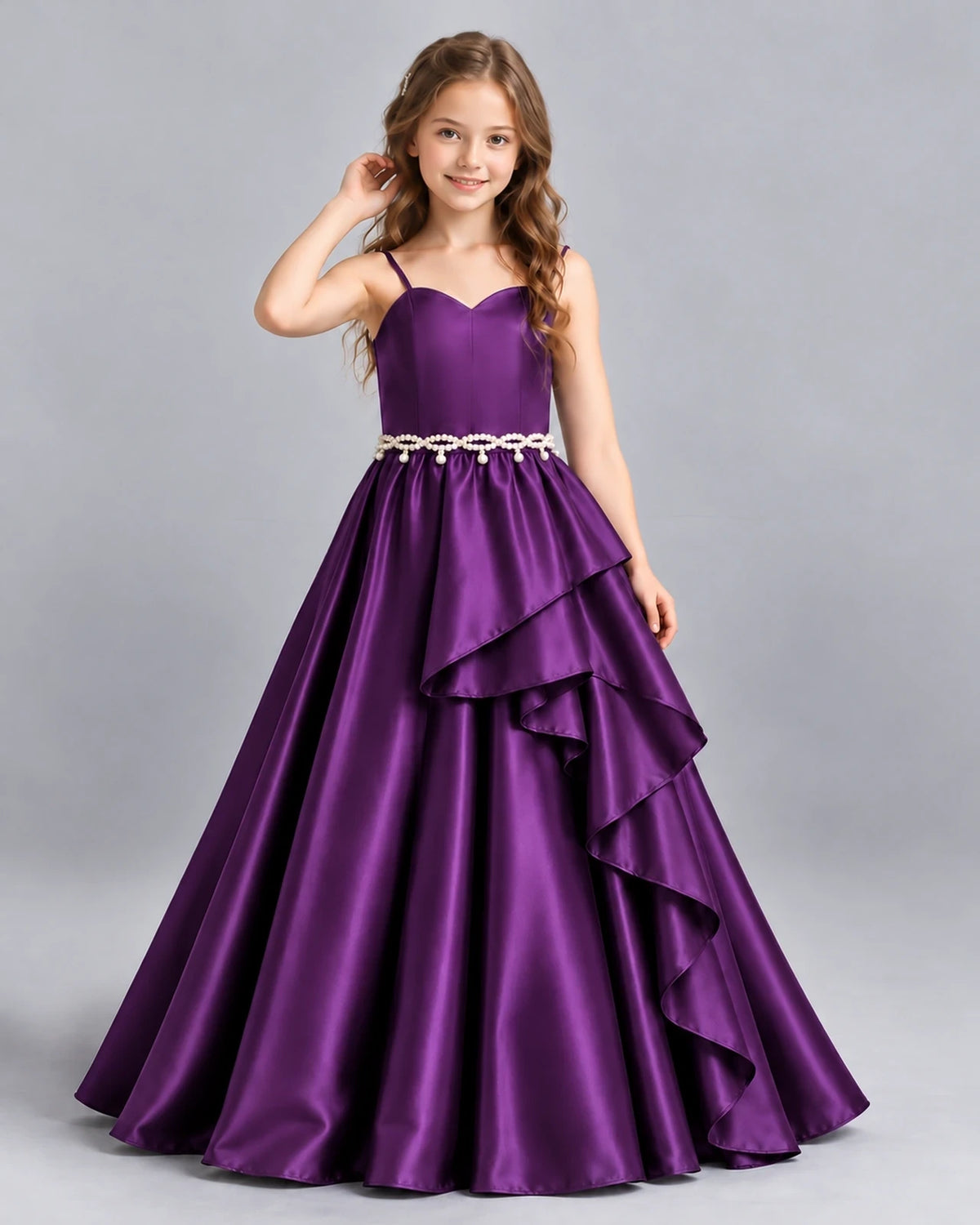 Purple Ball Gown Girls Formal Dress Front