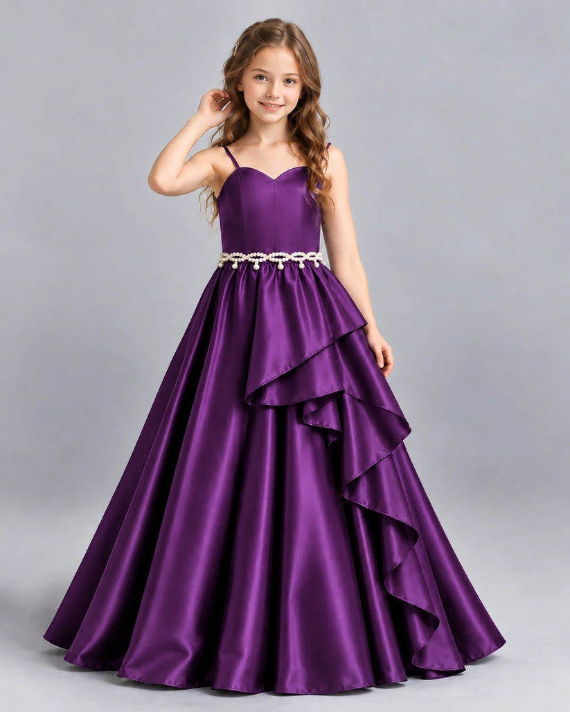 Purple Ball Gown Girls Formal Dress Front