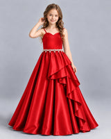 Red Ball Gown Girls Formal Dress Front