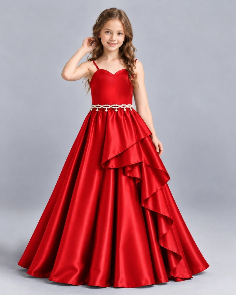 Red Ball Gown Girls Formal Dress Front
