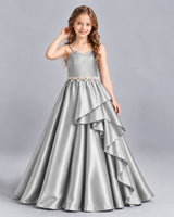 Silver Ball Gown Girls Formal Dress Front