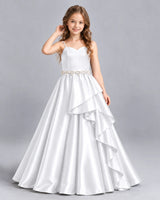 White Ball Gown Girls Formal Dress Front