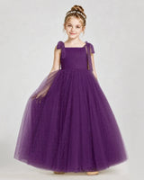 Grape Tulle A-line Girls Formal Dress Front View