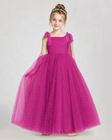 Hot Pink Tulle A-line Girls Formal Dress Front View