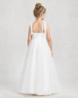 Ivory Tulle A-line Girls Formal Dress Back View