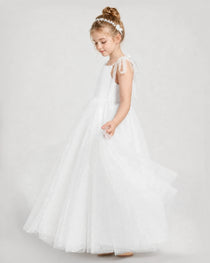 Ivory Tulle A-line Girls Formal Dress Side View