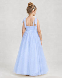 Lavender Tulle A-line Girls Formal Dress Back View