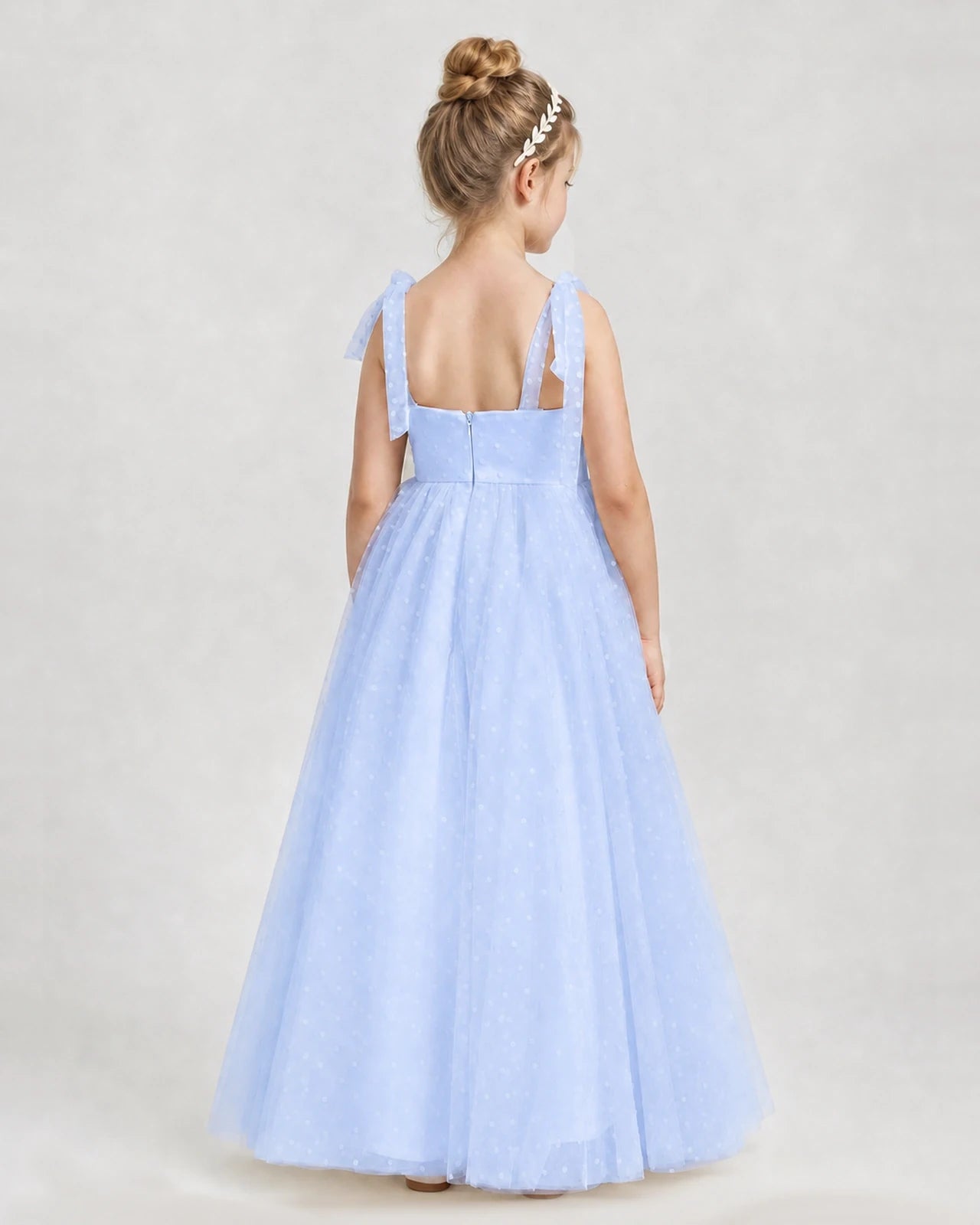Lavender Tulle A-line Girls Formal Dress Back View