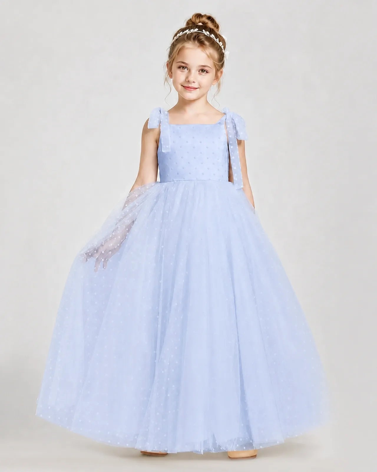 Lavender Tulle A-line Girls Formal Dress Front View