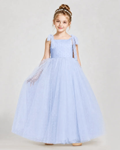 Lavender Tulle A-line Girls Formal Dress Front View