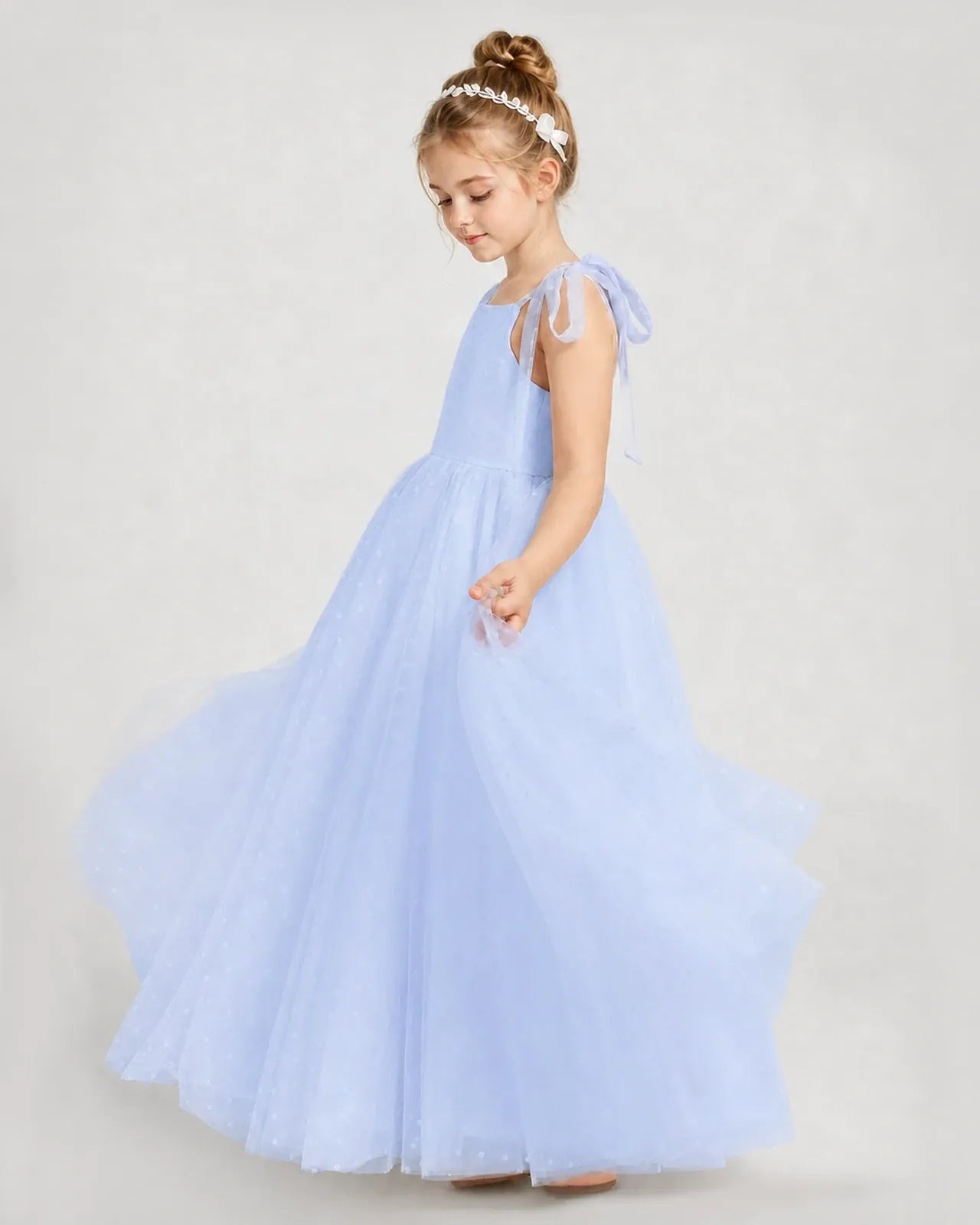 Lavender Tulle A-line Girls Formal Dress Side View
