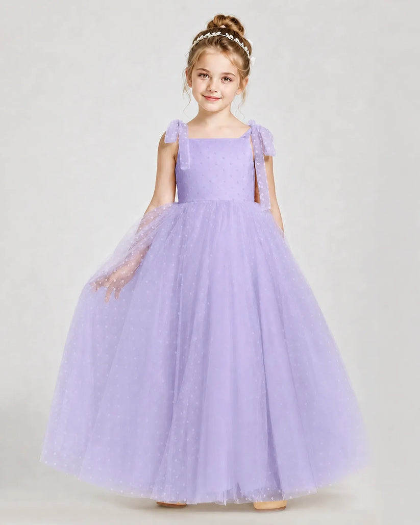 Lilac Tulle A-line Girls Formal Dress Front View