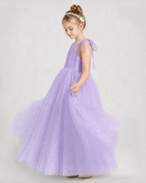 Lilac Tulle A-line Girls Formal Dress Side View